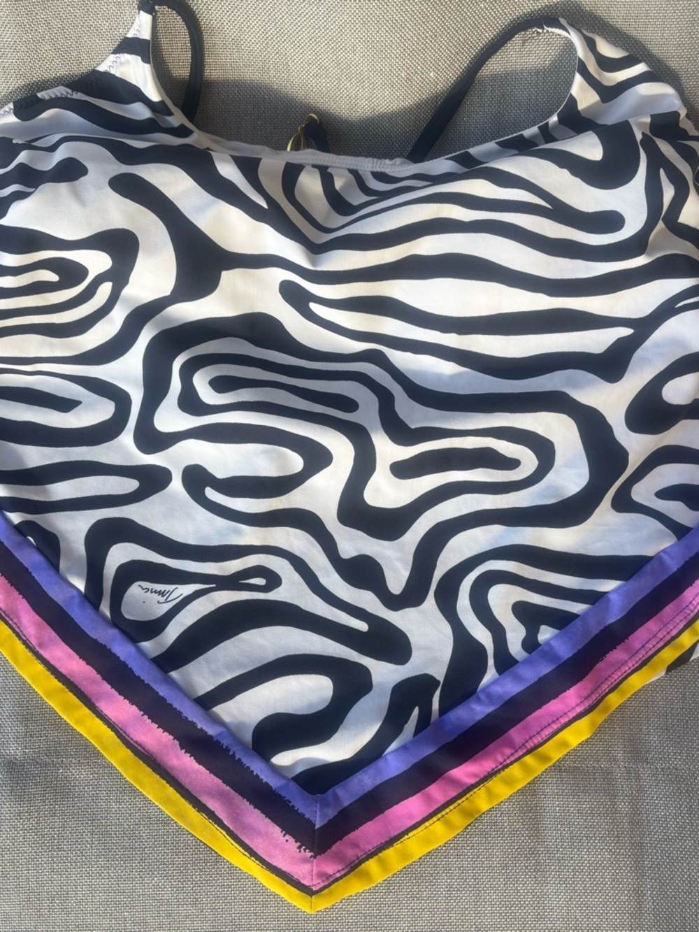 Trina Turk Zebra Print Halter Scarf swim Top with Colorful Trim No bottom - Picture 7 of 10
